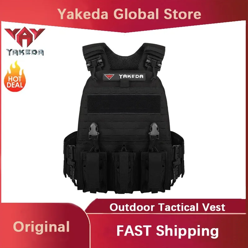 YAKEDA Tactical Vest Training Quick Release Vest Nylon Outdoor Multi-functional Molle Plug-in Outdoor Vest Training Vest