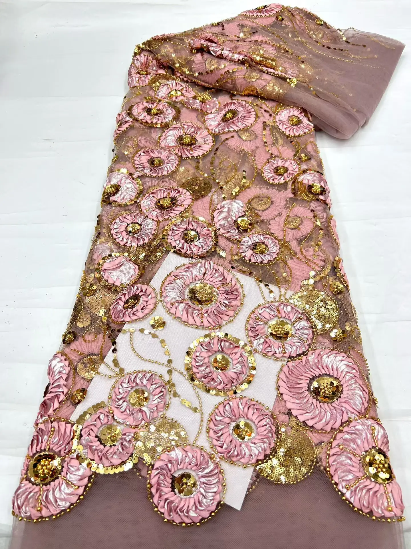 Velvet Fabric Embroidery - Kumaş Nakış Parti Elbisesi Payetler Güpür