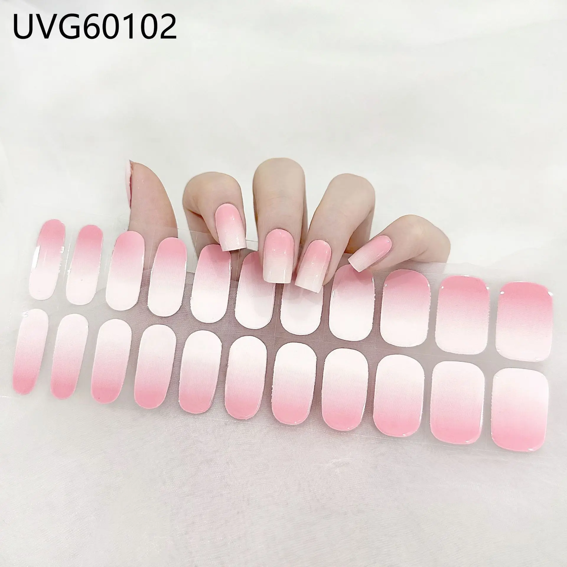 Autocollants pour ongles en gel semi-durci nude, adhésif, curseur, imperméable, longue durée, couverture complète Aurora, lampe UV nécessaire, 22 embouts