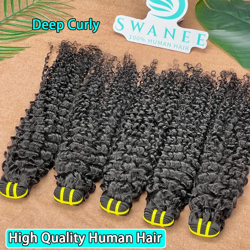 Deep Curly Human Hair Bundles Curly Hair Burmese Weaving Raw Unprocessed Tissage Double Weft Raw Virgin Hair Extensions