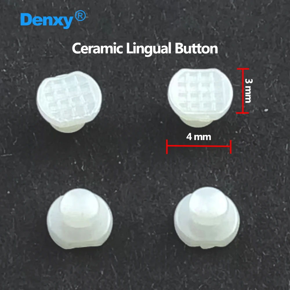 DENXY 20 Stück orthodontische Keramik-Lingualknöpfe, weiße rechteckige Knöpfe, klebbare Anwendungen, Dentalmaterialien – Detail 2