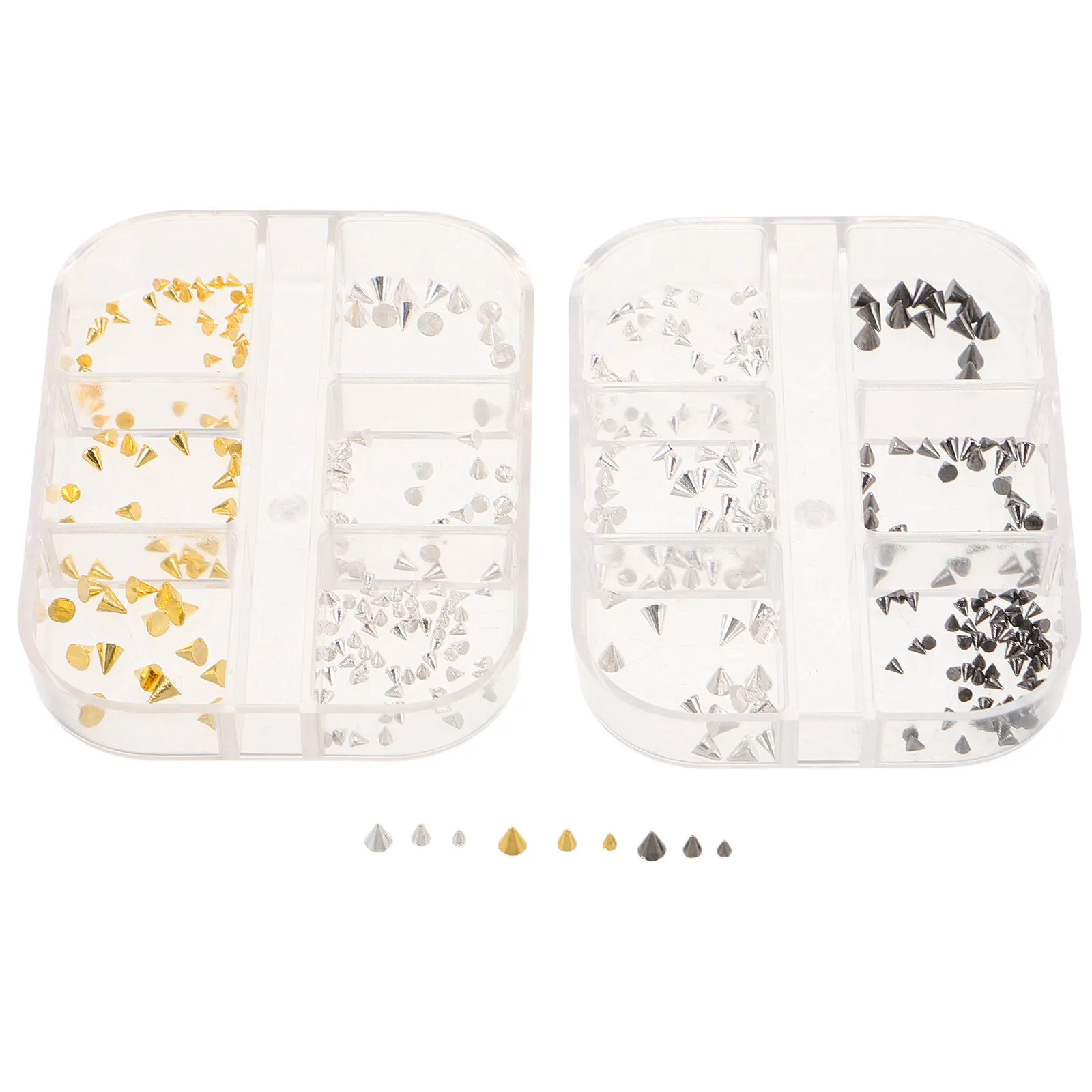 

2 коробки металлических шипов и заклепок для ногтей в стиле панк, для готического дизайна, набор для декора ногтей своими руками, украшения для женского маникюра
