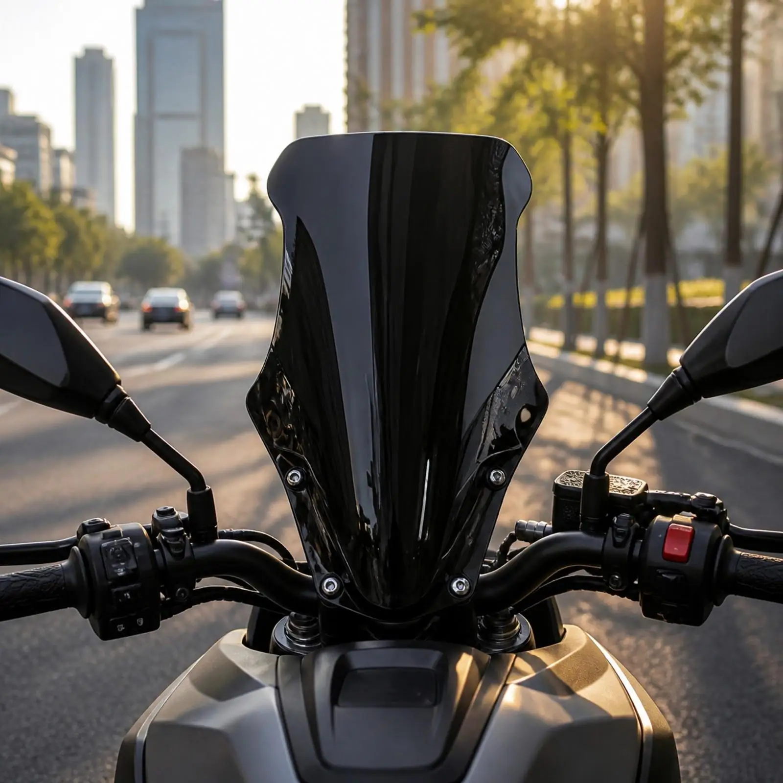 Southern Feishark 150 Front Windshield Scratch-Resistant Dark Windshield with Mounting Holes Contoured Acrylic Motorcycle