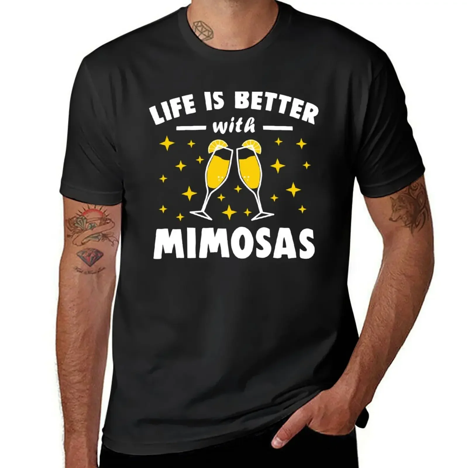 Camiseta divertida para hombre, playeras estampadas, La vida es mejor con Mimosas, paquete