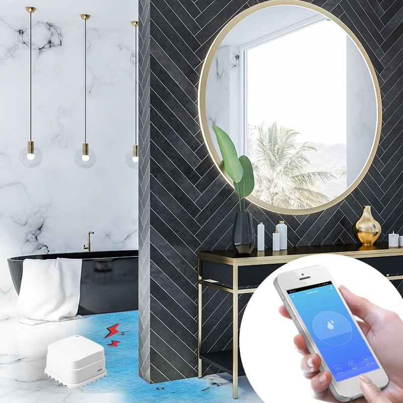 Lekkagesensor Gloednieuw beveiligingsalarm Smart Home Security Monitoring op afstand Smart Flood Sensor Waterlekkagedetector