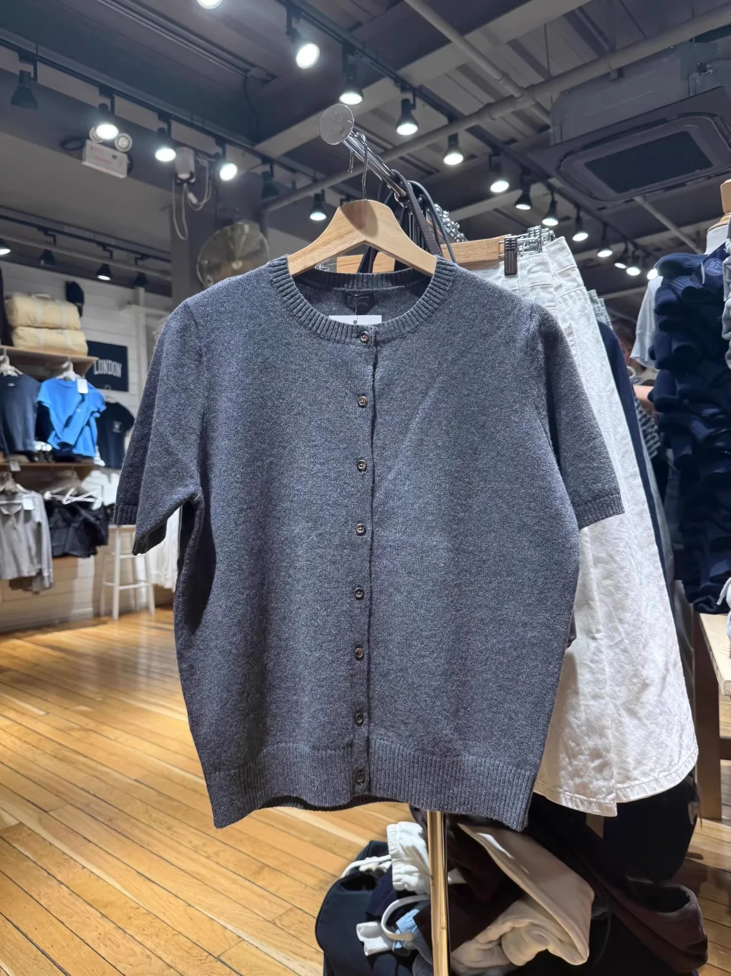 

mat Sle Button-Up Knitted ort Sve round Ne Cardigan Women's Deep ey Sweater Jaet Casual Commute Cotton Top