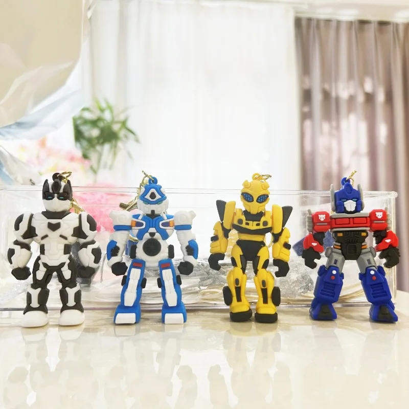 MINISO Creative Cartoon Robot Keychain Transformation Car Keychain Children's Bag Pendant Keychain Optimus Prime Friend Gift