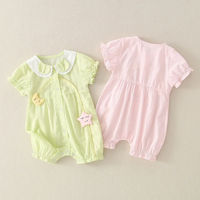 ZOETOPKID Children's Boutique Clothing Summer Short-Sleeved Rompers Boys and Girls Bodysuit Baby Bubble Cotton Jumpsuit
