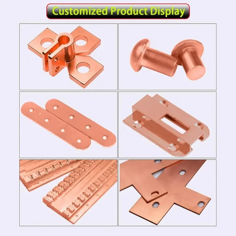 99.9% T2 Pure Copper Busbar Flat Strip 0.1-10mm Thick 5-12mm Wide 500mm Long Custom Cut