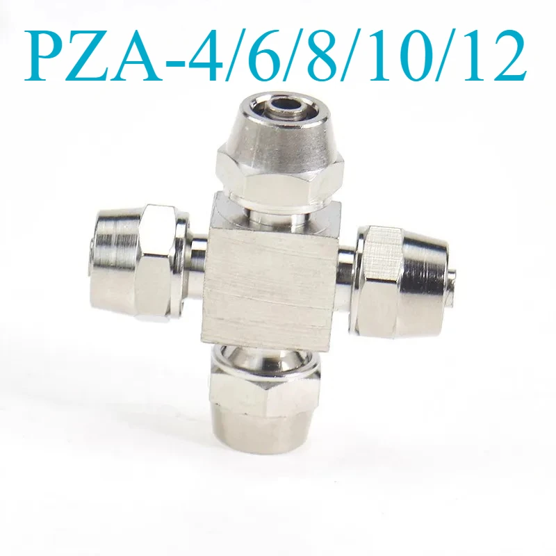 Pneumatic Quick Connect Fitting PZA Series Cross Tee 6-12mm with Lock Nut for Air Compressor Systems