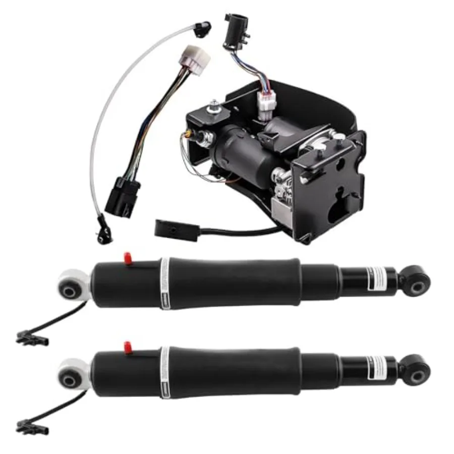 

Rear Air Suspension Shocks + Air Compressor for 2015-2020 Chevy Tahoe/Suburban 1500, GMC Yukon, Cadillac Escalade SUV Steel, Bl