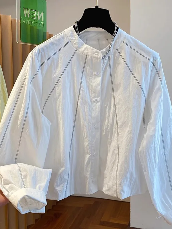 

Белый женский свободный топ с кондиционером Long Sve irt, с застежкой на талии, летняя модная корейская версия для поездок на работу