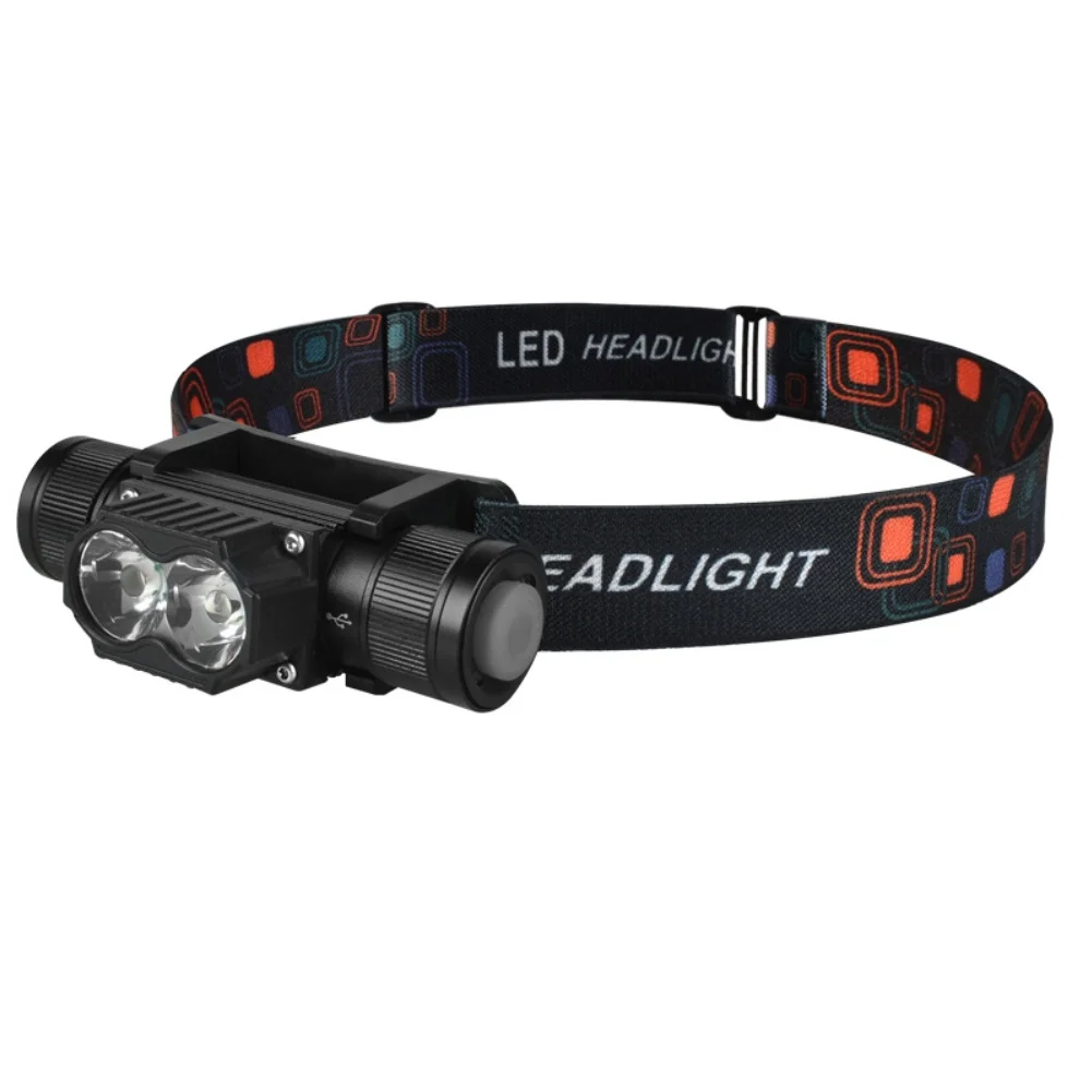 Rechargeable LED Headlamp with USB-C Interface Waterproof Build and Dual Light Technology for Night Activities