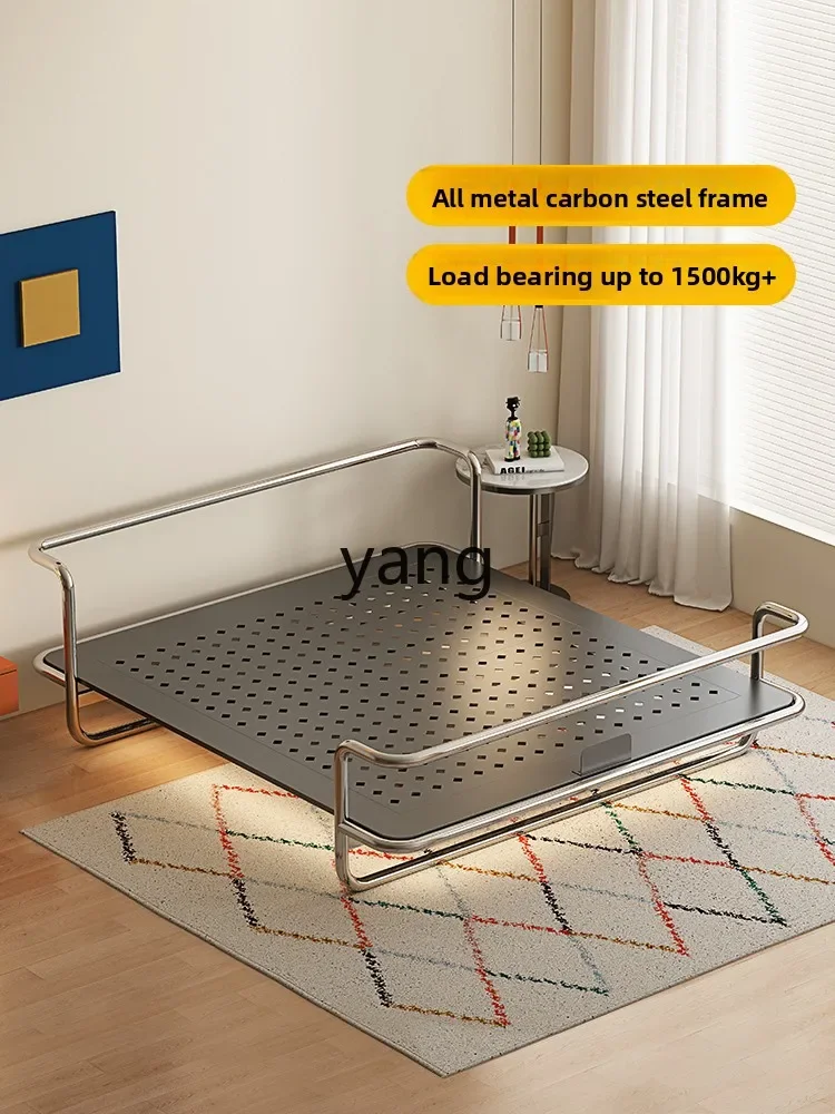 LH stainless steel wrought iron bed double light luxury metal industrial wind medieval iron frame bed
