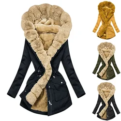 Women Autumn Winter Cotton Clothes Hooded Solid Color Pockets Zippers Casual Fashion Comfortable Warm Regular Standard Elegant