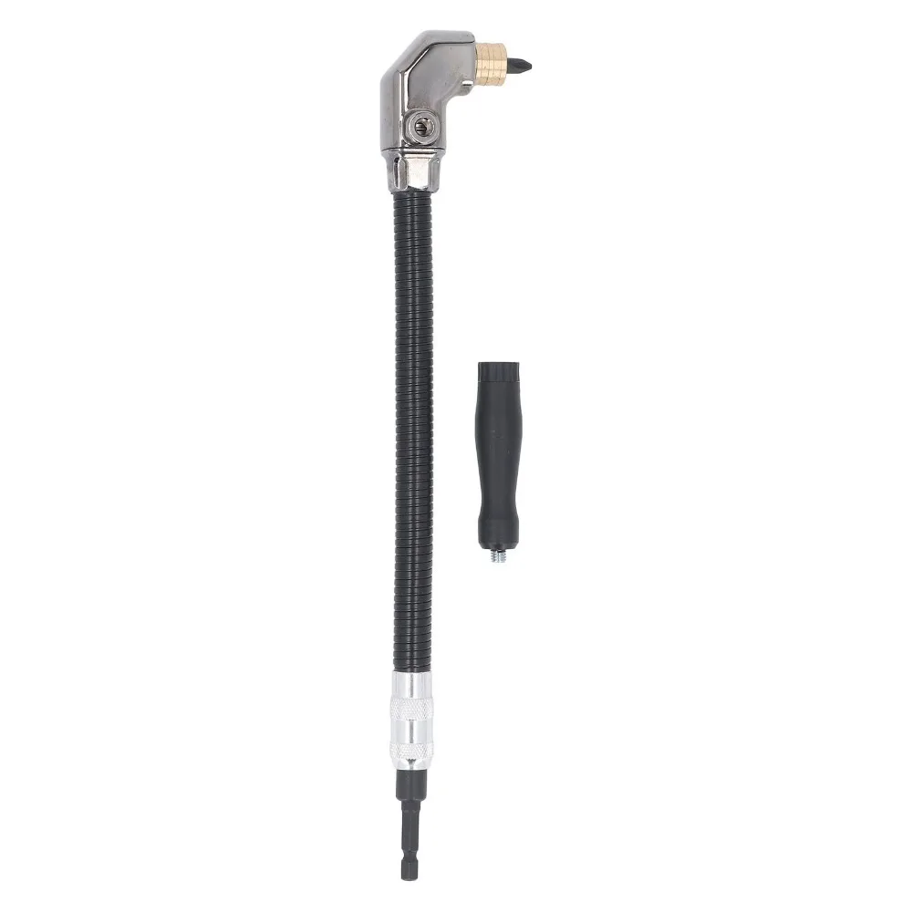 1/4 Inch Hex Shank Flexible Shaft Extension Magnetic Bit Holder 11.8-Inch Length Right Angle Drill Attachment Tight Space Design