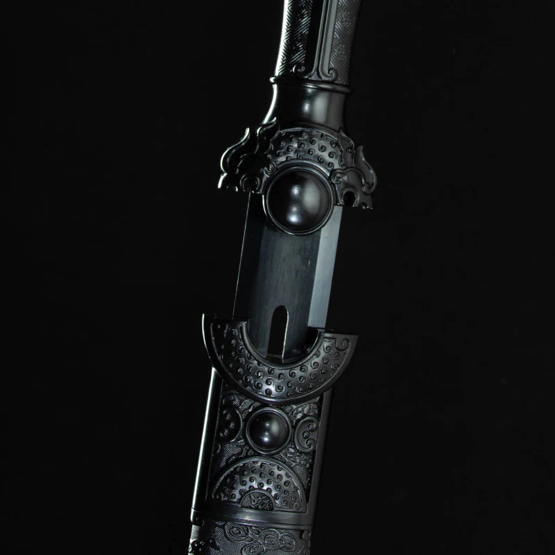 Functional Chinese Tang Sword High Manganese Steel Blade Real Full Size Sharp Ready Battle Dragon Swords Black Samurai Katanas