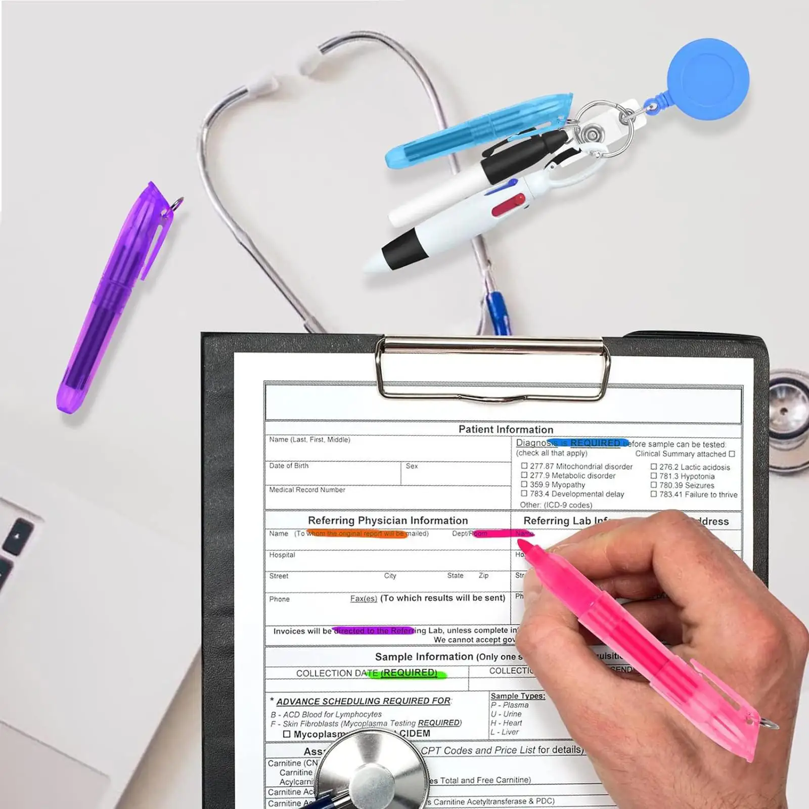 2-5pack Shuttle Pen Office Supplies Gift Compact Nurse Retractable Badge Holder