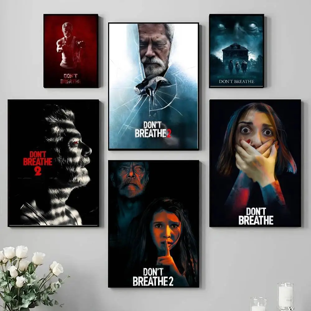 American Horror Movie Dont B-Breathe Poster Self-adhesive Art Waterproof Paper Sticker Coffee House Bar Room Wall Decor