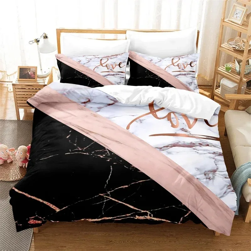 Modern Marble Duvet Cover King Queen Size For Girls Kids Teens Geometric Pattern Comforter Cover Microfiber Abstract Bedding Set