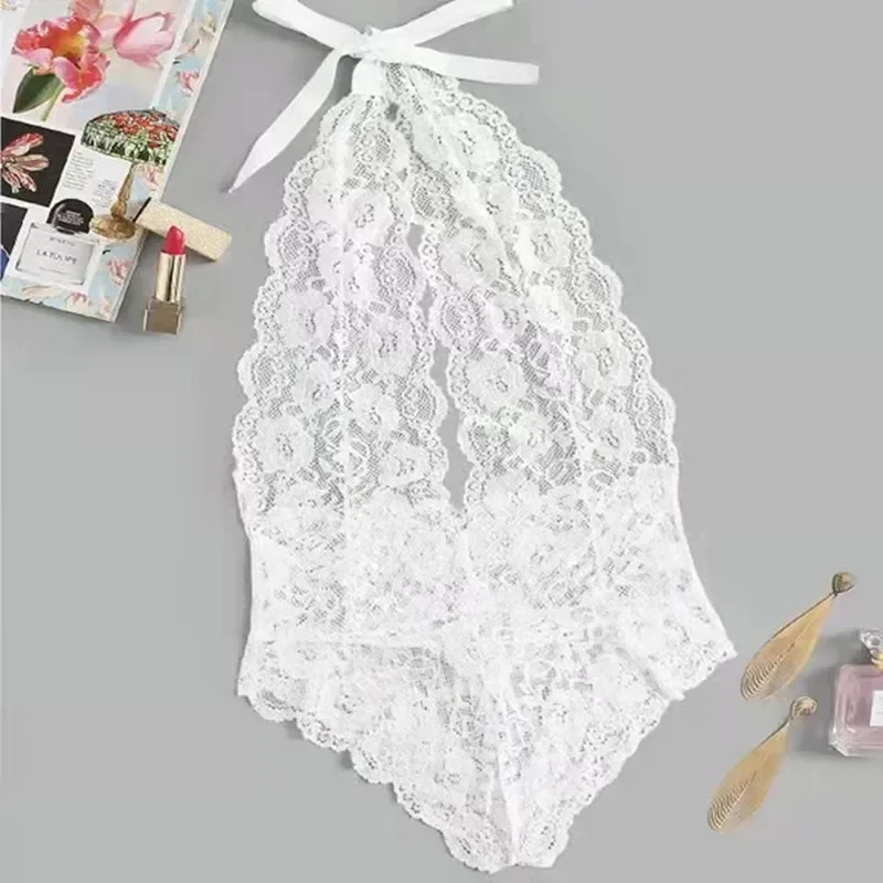 Lace V-neck Lingerie Erotic Teddies Bodysuit Women Floral Lace Sexy Body Suit Sexy Porno Costume Intimates Erotic Underwear