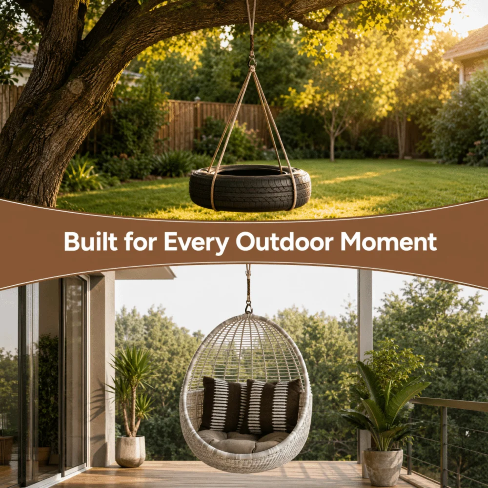 Heavy Duty Swing Suspension Rope 60/120cm Wear-resistant Tie-Down Straps Durable Easy Installation Hammock Chair Connection Rope