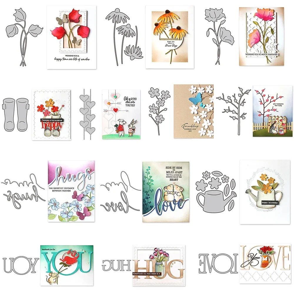 Zarte Gänseblümchen-Blume, Metall-Stanzformen, „Love You“, Umarmung, Buchstabe für DIY, Scrapbooking, Papier, Karten, Herstellung, dekorative Prägung, Handwerk