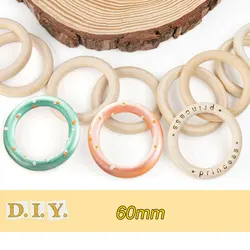 Unfinished Solid Wooden Rings 60MM Natural Wood Rings for Macrame DIY Crafts Wood Hoops Ornaments Connectors Jewelry Making