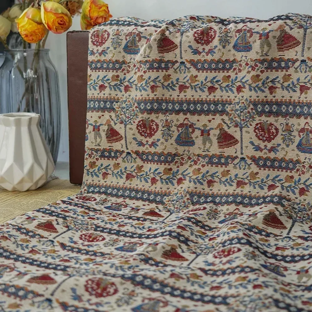 

Окрашенная в пряжу жаккардовая ткань, танцевальная фигурка, осенне-зимний чехол для дивана, ковер, толстая декоративная ткань для шитья, материал на метр