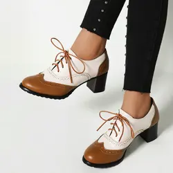 Retro Women Shoes Casual Heels Lace-Up Chunky Sandals Round Toe Shallow Mouth Footwear Comfortable Gold Spring Beige Block