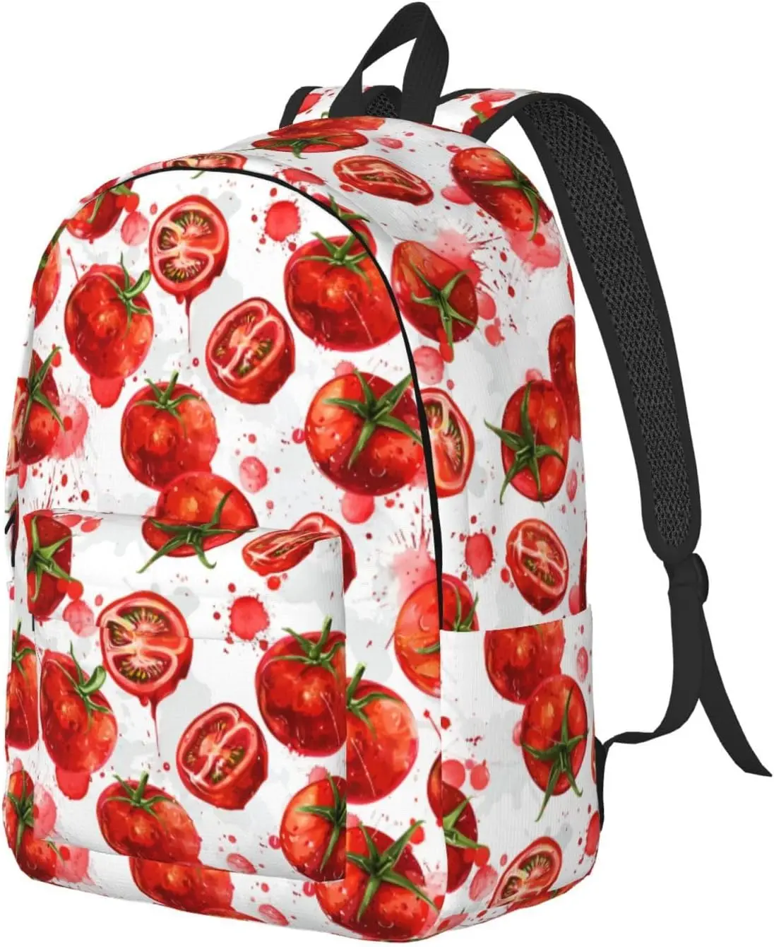 Tomato Print Lightweight Canvas Backpack, Backpack For Women Men Couples, Travel Laptop Bag