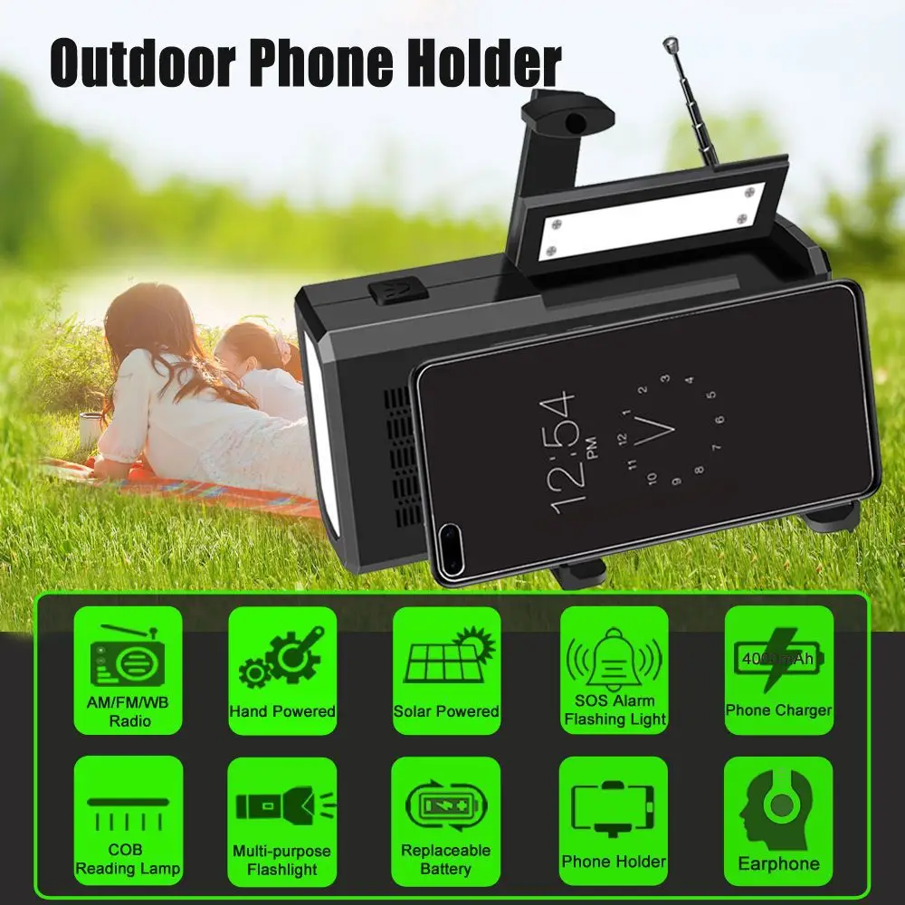 Multifunctional Radio Outdoor Emergency Hand Power Solar Charging Disaster Prevention Waterproof Flashlight