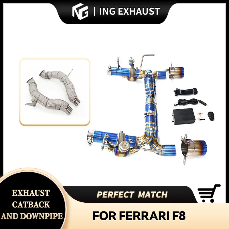 

ING full system Catback +downpipe Tit for Ferrari F8 GTB F141B 3.9T Valve Performance Muffler Accessories Exhaust System