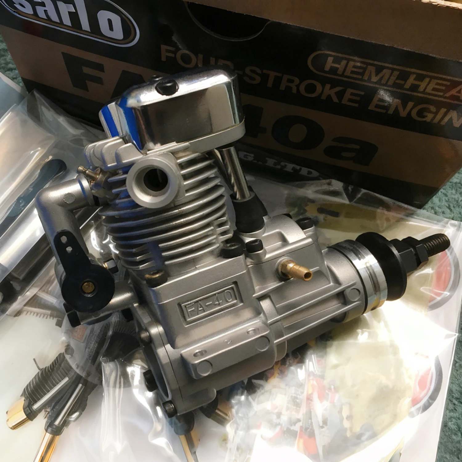 Aircraft Model 6.6cc Engine Model FA40a Metal Four-stroke Methanol Engine Fixed-wing Engine Model Toy Saito