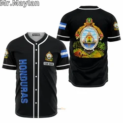 Custom Name Honduras Love Country Flag 3D Printed Black Baseball Jersey Summer Shirt Men's Tops Tee Oversized Streetwear KJ-312