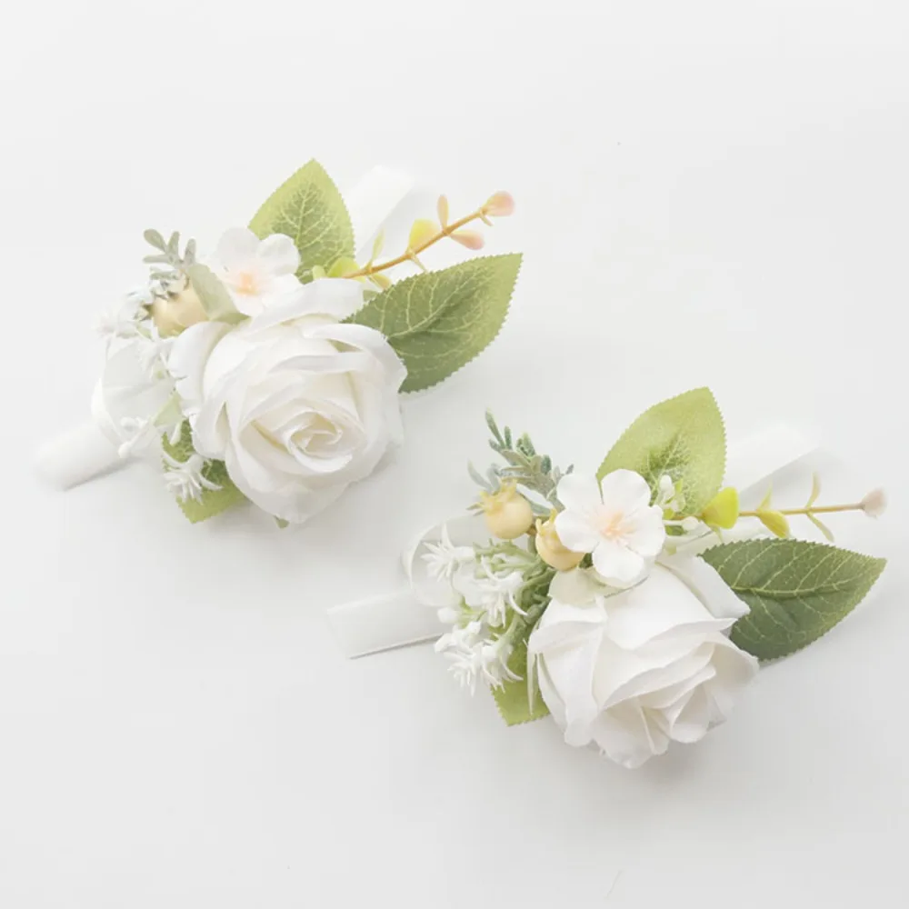 

Artificial Rose Flower Homecoming Wrist Corsage and Boutonniere Set for Wedding Prom Boutonniere Bride and Groom Wedding Red