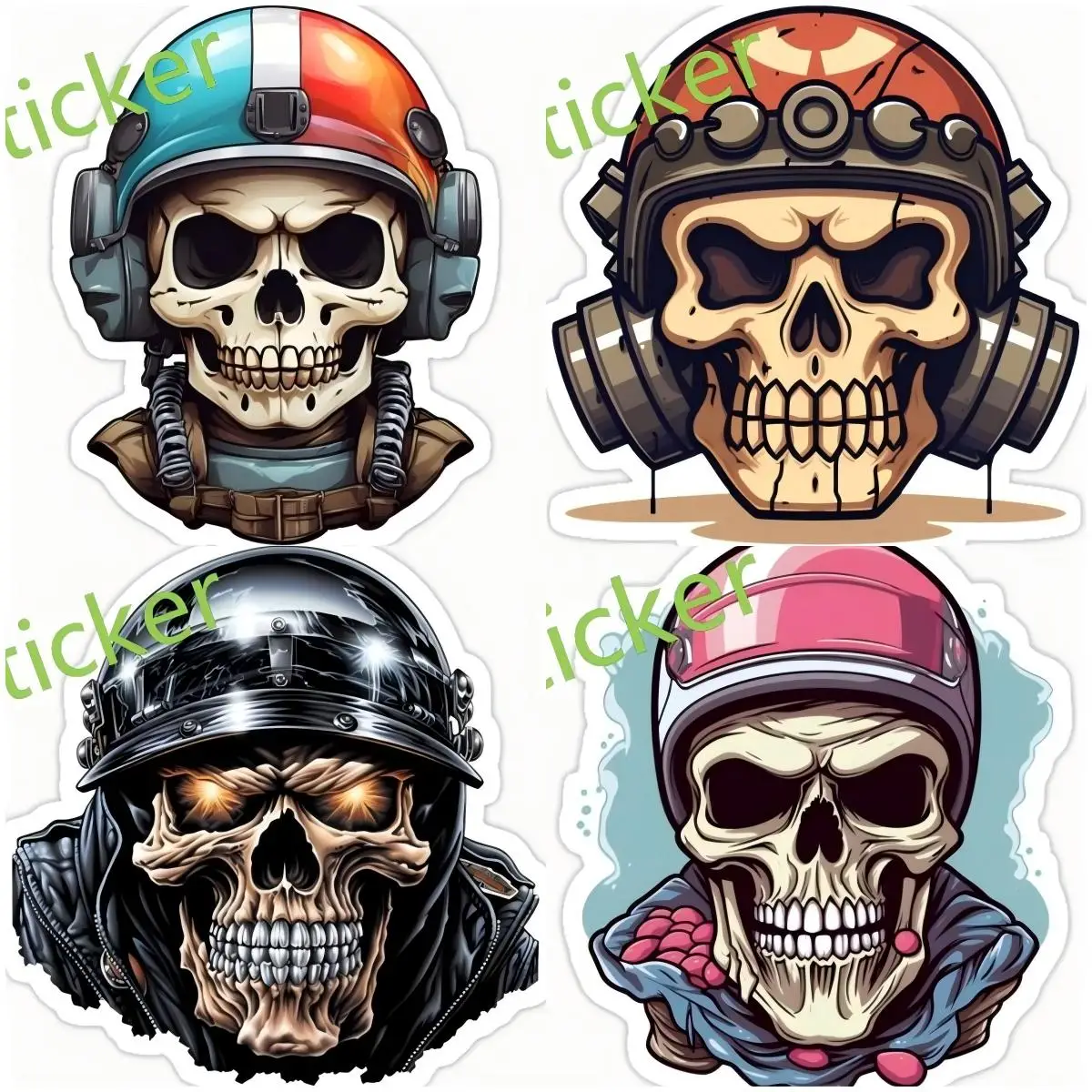 

Skull Helmet Anime Warning Car Sticker Colorful Slap Decal Car Goods Windows Trunk Sunscreen Windows Bumper Graphics Decor