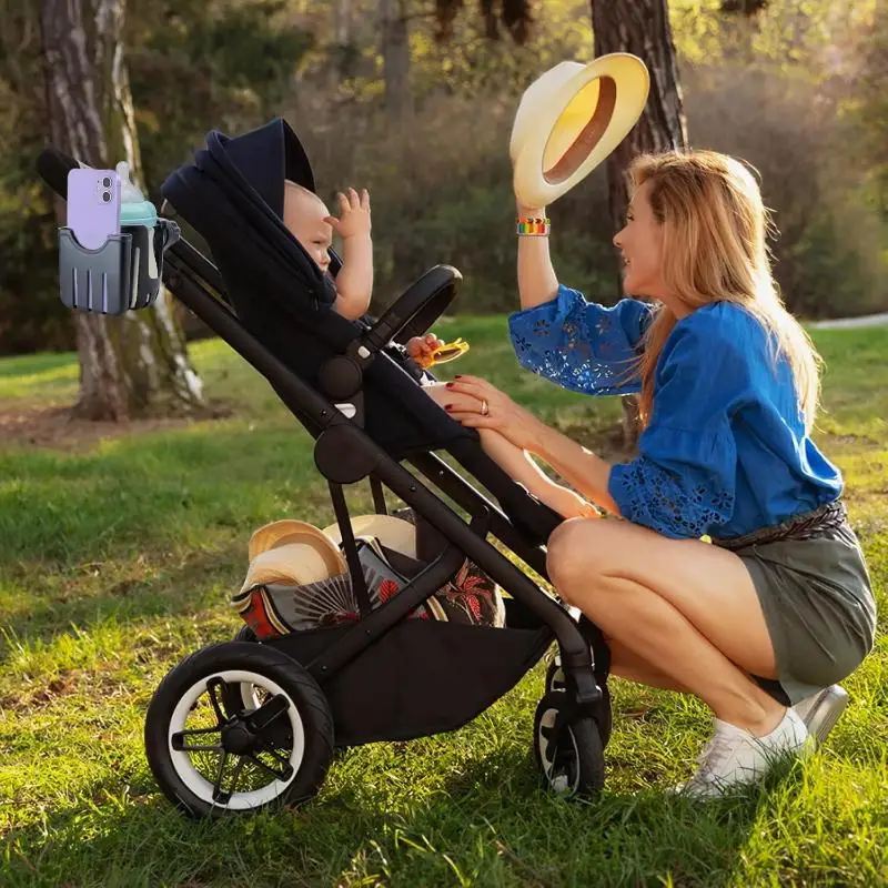 2 in 1 Quick Install Stroller Cup Phone Holder Universal Stable Fit for Bike Wheelchair Walker Scooter Outdoor Activities