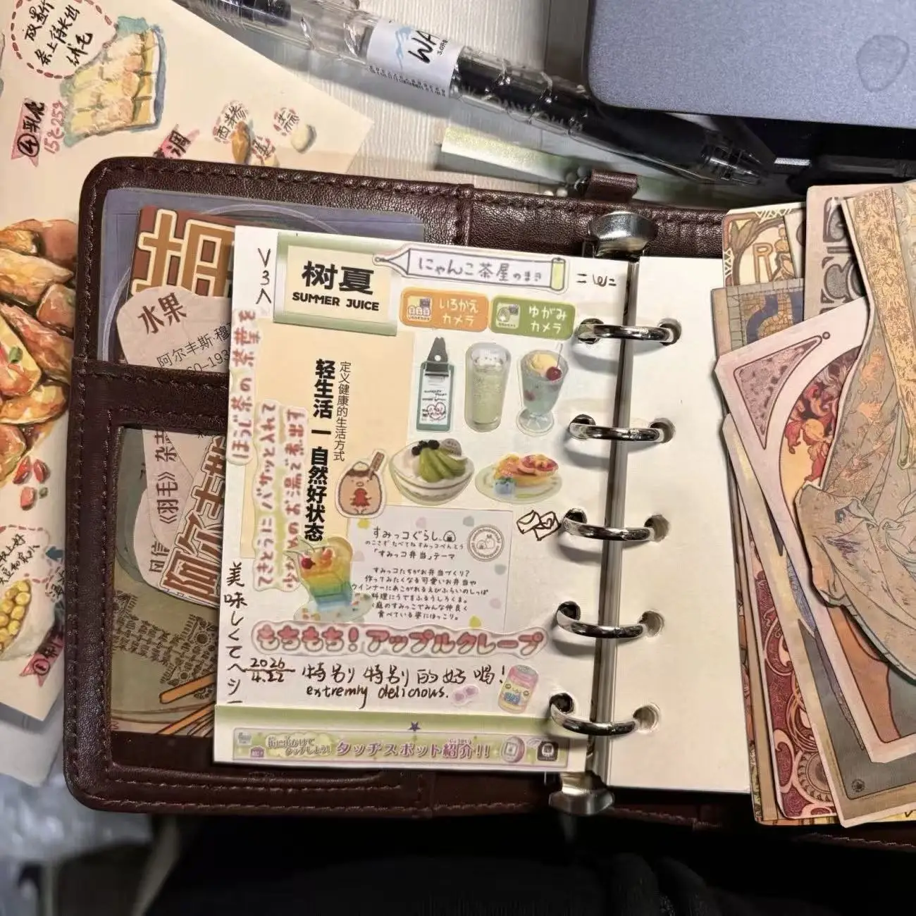 Ins Korean Style Hand Ledger with Three-fold Window Opening A6 Loose Leaf Hand Ledger PU Leather High-looking Student Notebook