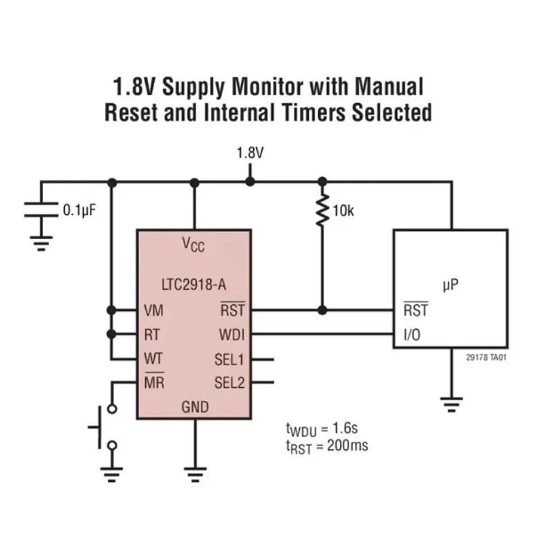 LTC2917 LTC2917CMS-A1 LTC2917IMS-A1 LTC2917HMS-A1 LTC2917 - Voltage Supervisor with 27 Selectable Thresholds and Watchdog Timer