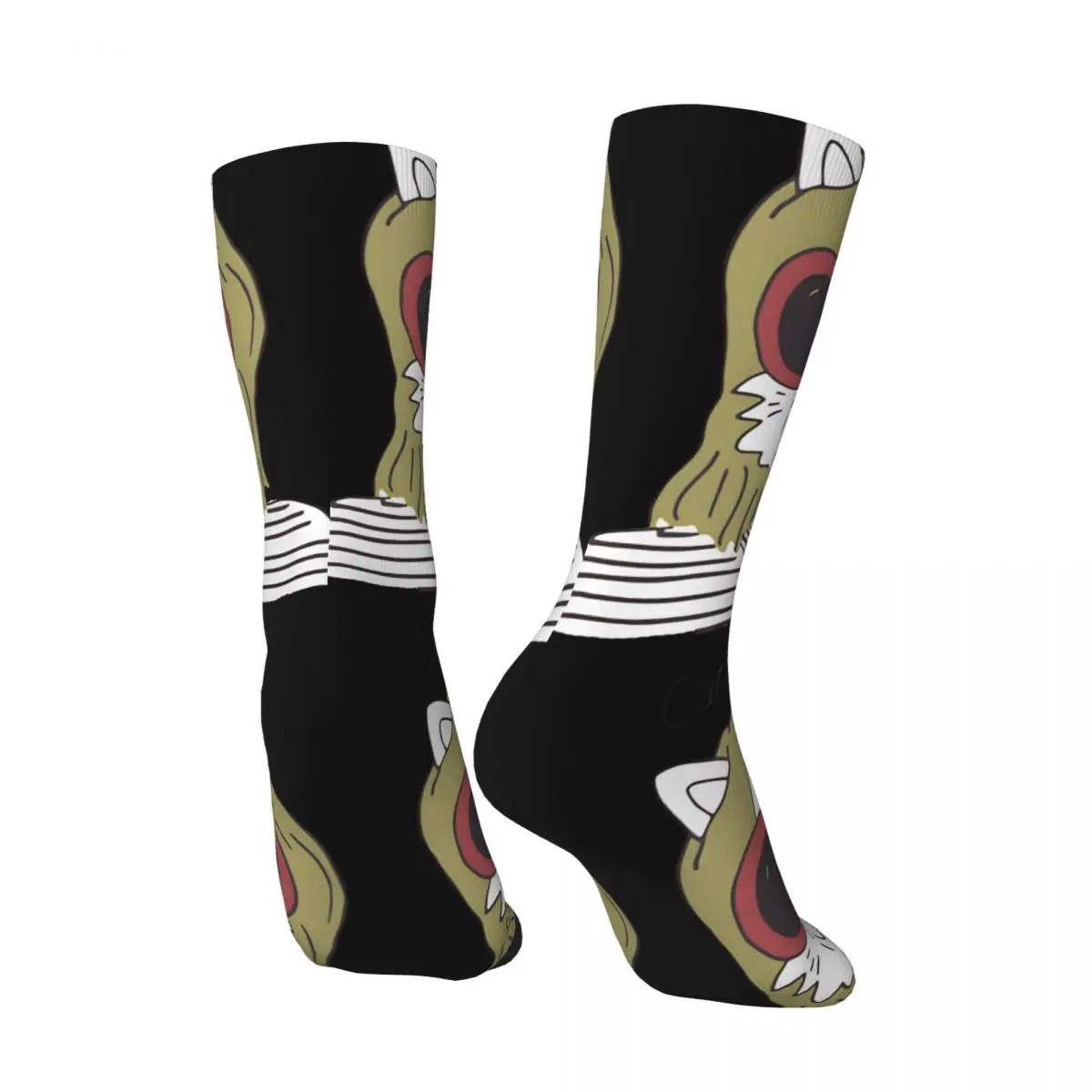 Funny Crazy Cat Sock for Men Hip Hop Harajuku K-Kurt Singer Cobain Happy Seamless Pattern Printed Boys Crew Sock Novelty Gift