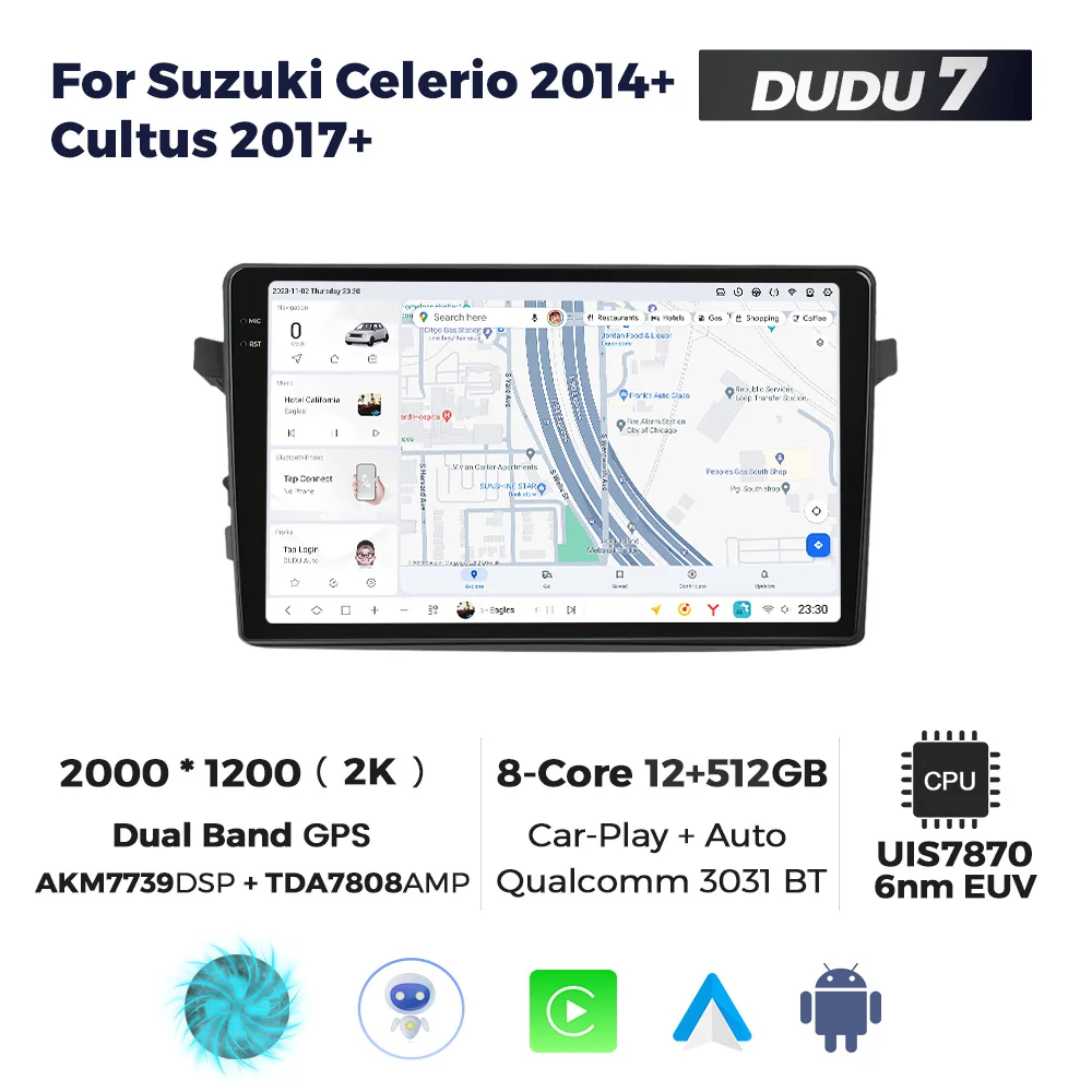 MEKEDE 2K DUDU AUTO Dudu7 7870 For Suzuki Celerio 2014+ Cultus 2017+ Autoradio Car Dvd Player Audio Android 2000*1200