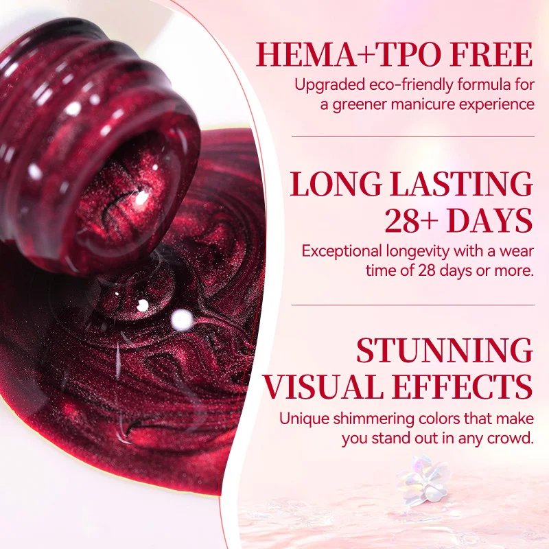 BORN PRETTY Berry Red Glass Bead Cat Magnetic Eye Gel Polish Shining Glitter Crystal Soak Off UV Varnish Nail Art 10ml Manicure