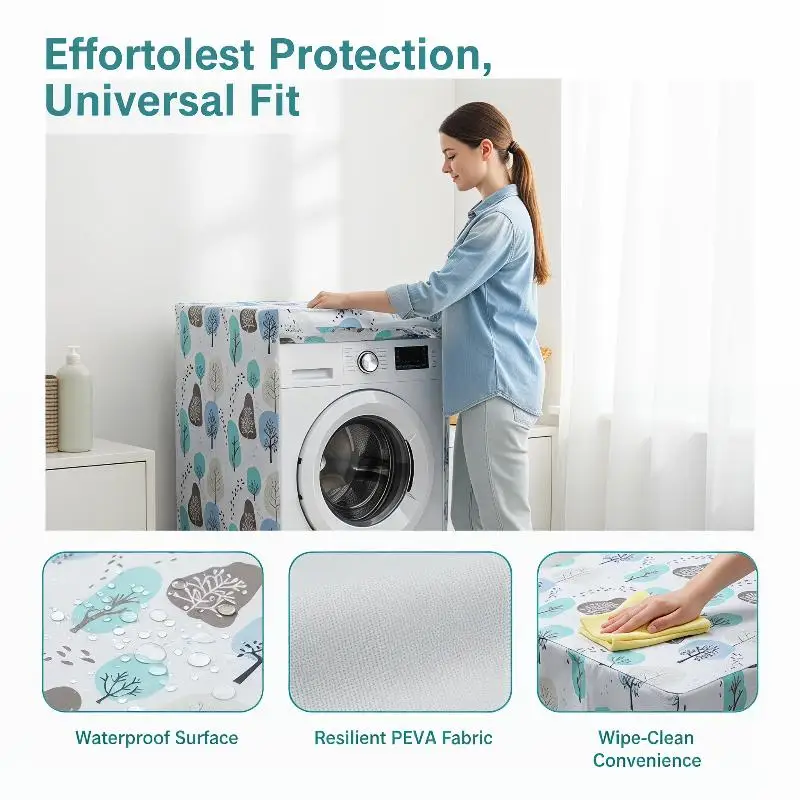 PEVA Waterproof Smooth Washing Machine Cover Dustproof 1PC Multi-use for Home Environment