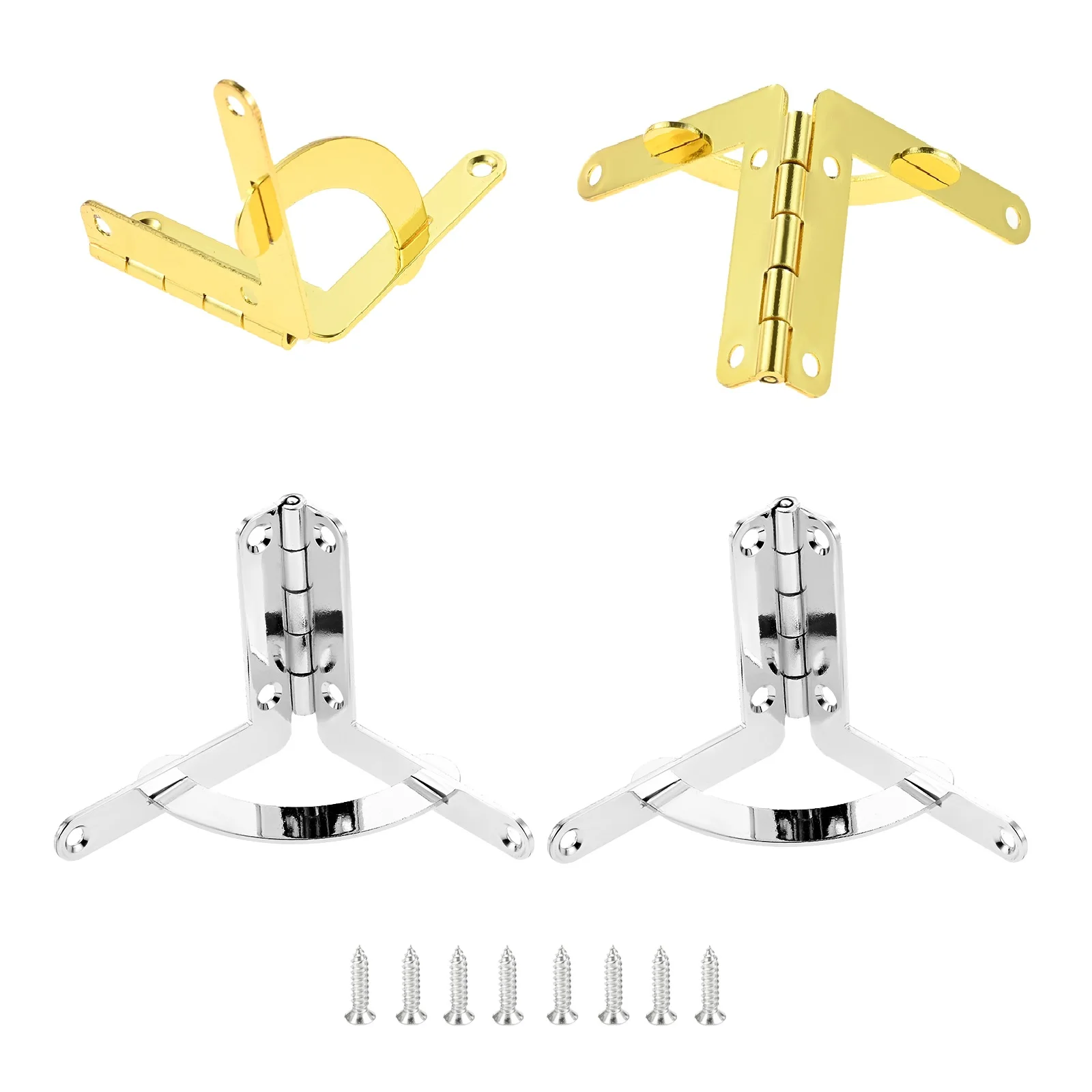 2Pcs 41x44/33x30mm Hinges 90degree Folding Hinge Gold/Silver Accessory For Storage Watch Boxes Jewelry Watch Wooden Lid Hardware