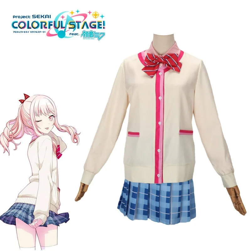 Anime Game Project Sekai Colorful Stage Akiyama Mizuki Cosplay Costume Girls Daily school uniform full set Carnival Halloween