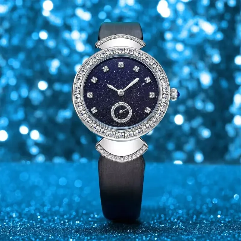 DUGARY Fashion quartz watch blue for women 33mm Waterproof luminous crystal brand Wristwatch Japanese movement clock new