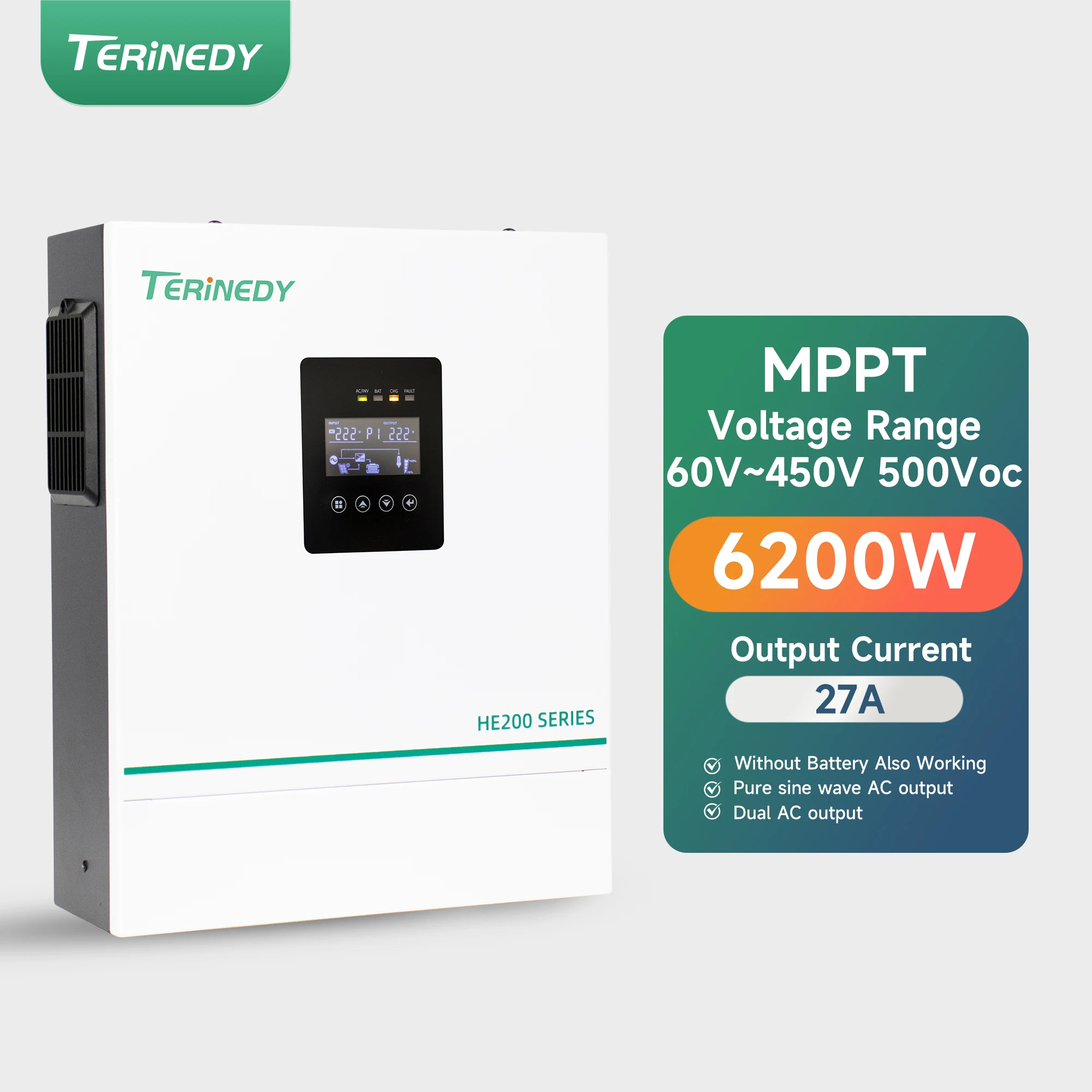 Smart 6200W Single Phase Home- Use Inverter Pure Sine Wave Output 6.2kW 48V Solar System High Frequency Output