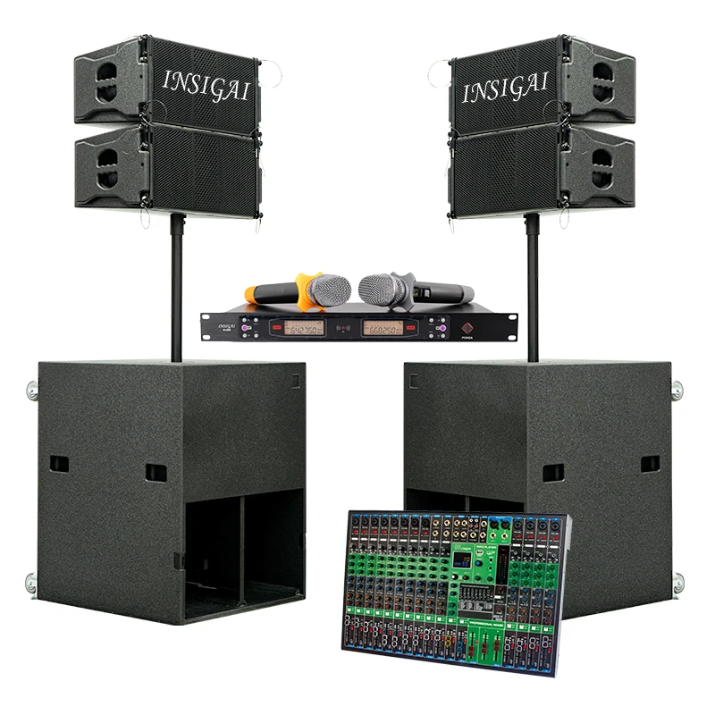 Powered Line Array Speaker Sound System Audio Set 10 Inch Column Outdoor Professional Active Line Array Speakers