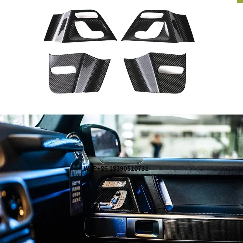 

G Class Car Inside W463A Door Trims Cover 2019+ G500 G63 Inner Door Covers Carbon Fiber Interior Trims Handle Trims Carbon Plate